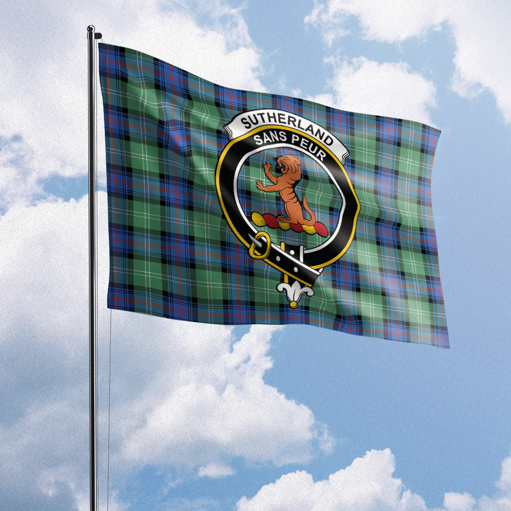 sutherland-ancient-tartan-flag-with-family-crest