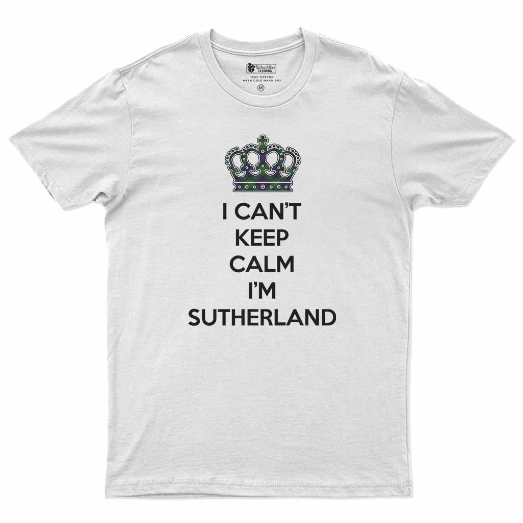 Sutherland Can't Keep Calm Men's T-Shirt White - Tartan Vibes Clothing
