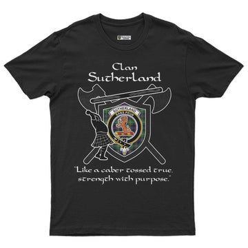 Sutherland Clan Crest Highland Game T Shirt Strength With Purpose Style - Tartan Vibes Clothing
