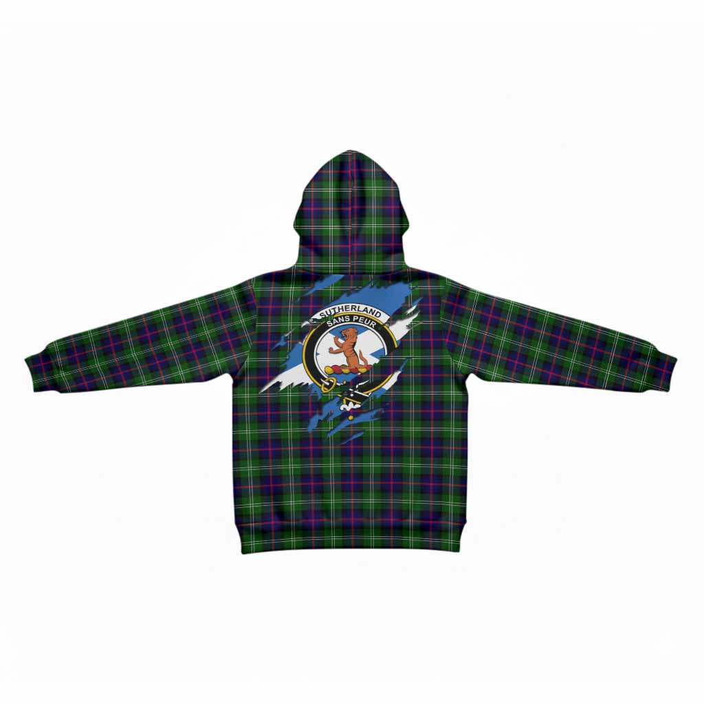 Sutherland Clan Crest In Me Tartan Kid Hoodie Scotland Flag Style