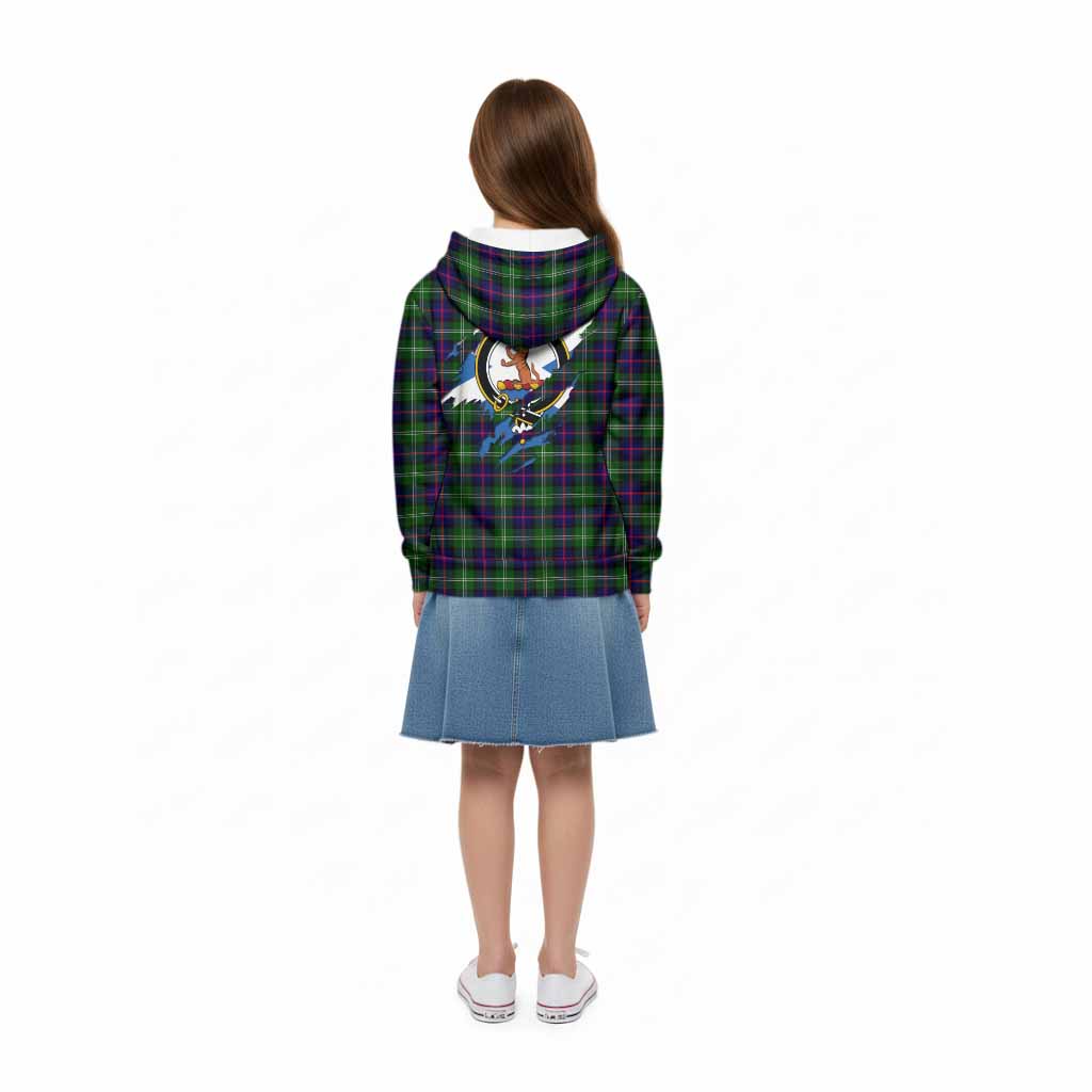 Sutherland Clan Crest In Me Tartan Kid Hoodie Scotland Flag Style