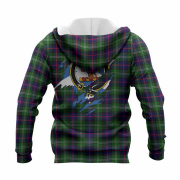 Sutherland Clan Crest In Me Tartan Knitted Hoodie Scotland Flag Style