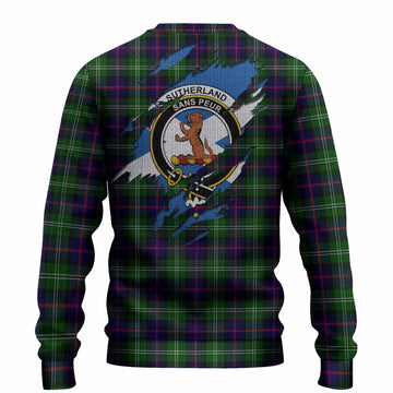 Sutherland Clan Crest In Me Tartan Knitted Sweater Scotland Flag Style
