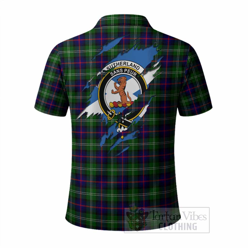 Sutherland Clan Crest In Me Tartan Polo Shirt Scotland Flag Style