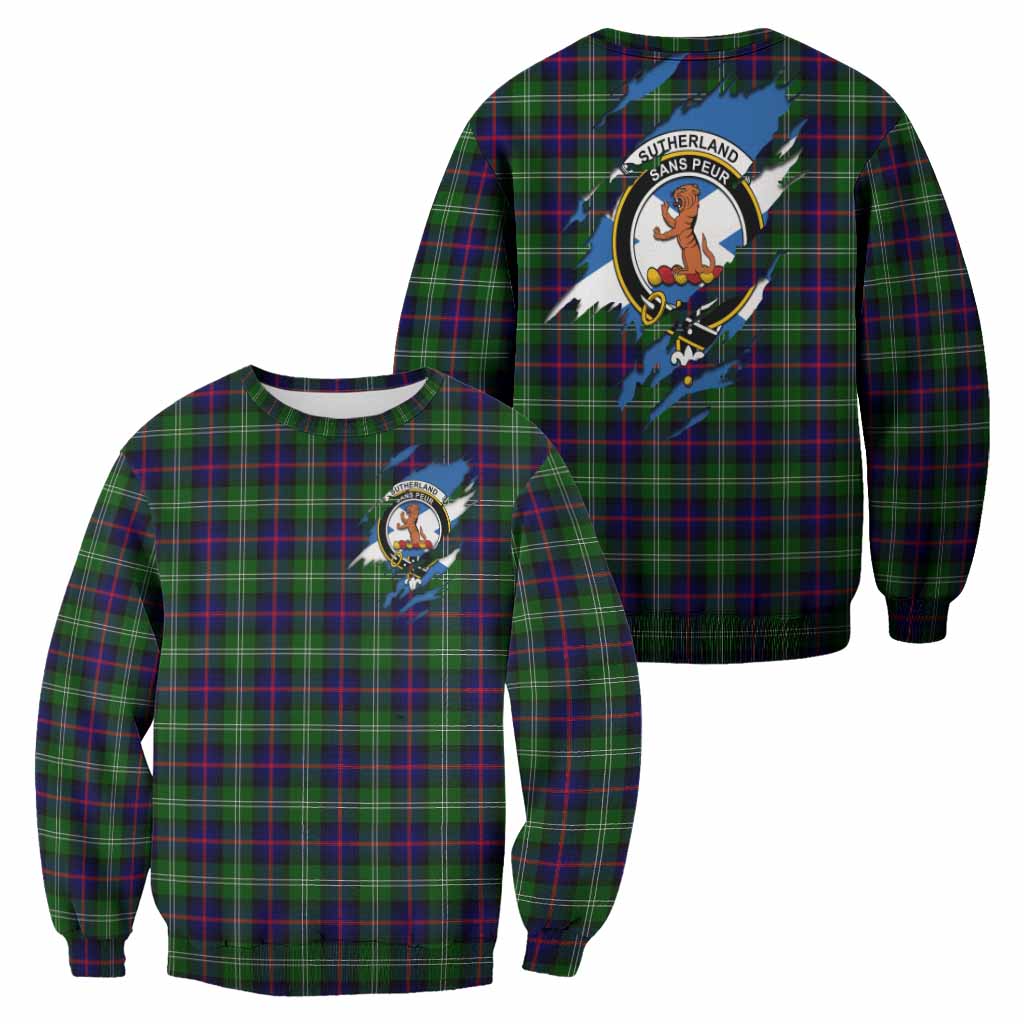 Sutherland Clan Crest In Me Tartan Sweatshirt Scotland Flag Style