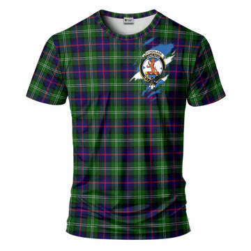 Sutherland Clan Crest In Me Tartan T-Shirt Scotland Flag Style