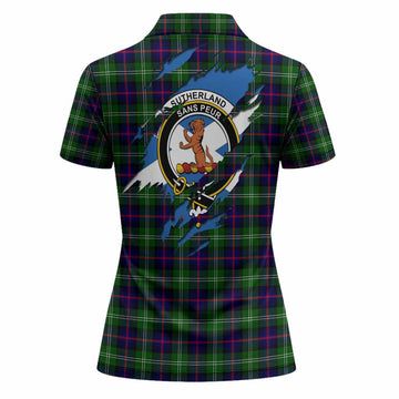 Sutherland Clan Crest In Me Tartan Women Polo Shirt Scotland Flag Style