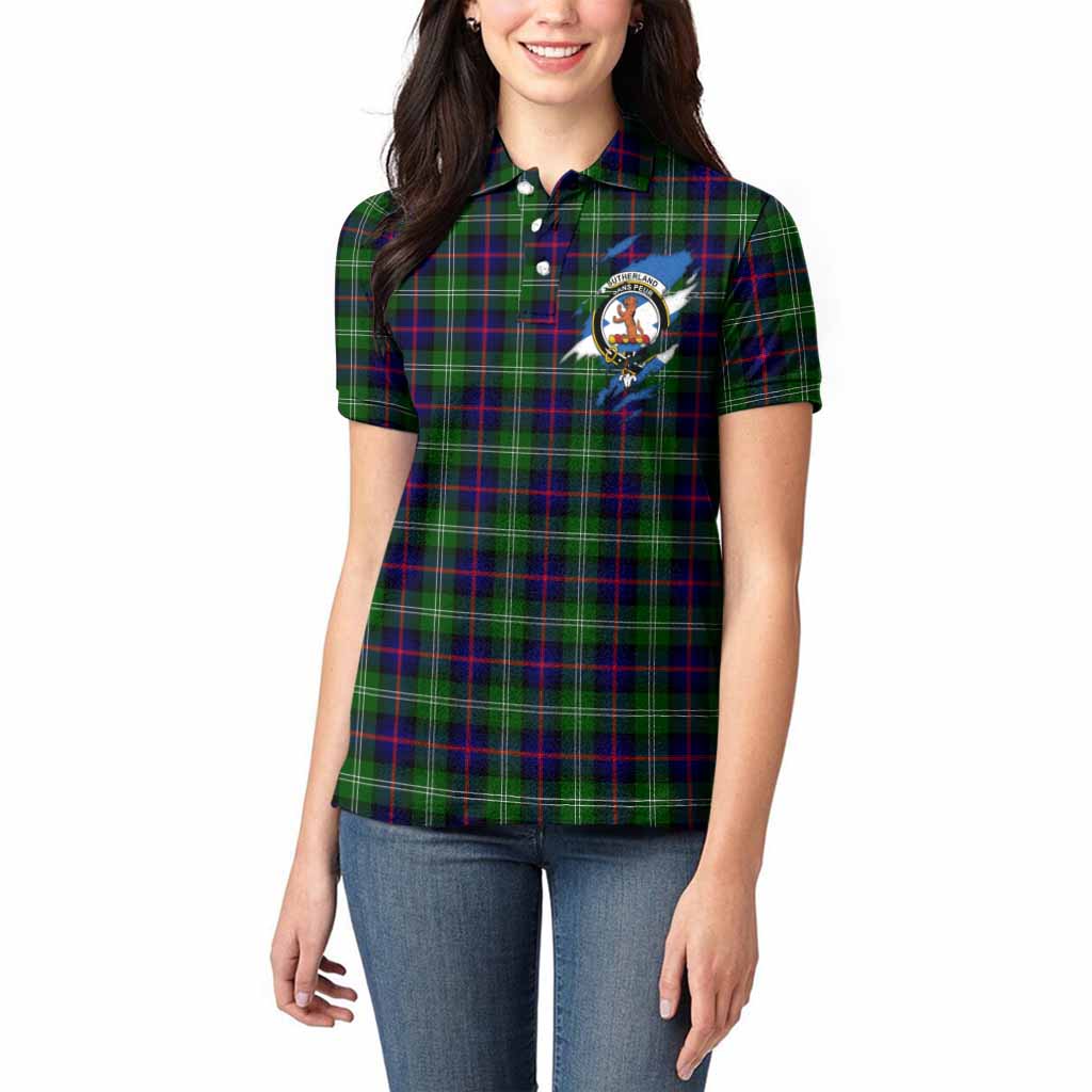 Sutherland Clan Crest In Me Tartan Women Polo Shirt Scotland Flag Style