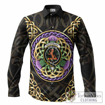 Sutherland Clan Crest Long Sleeve Button Shirts Celtic Scottish Thistle