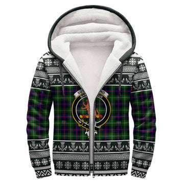 Sutherland Clan Tartan Christmas Fleece Hoodie with Family Crest