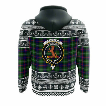 Sutherland Clan Tartan Christmas Hoodie with Family Crest