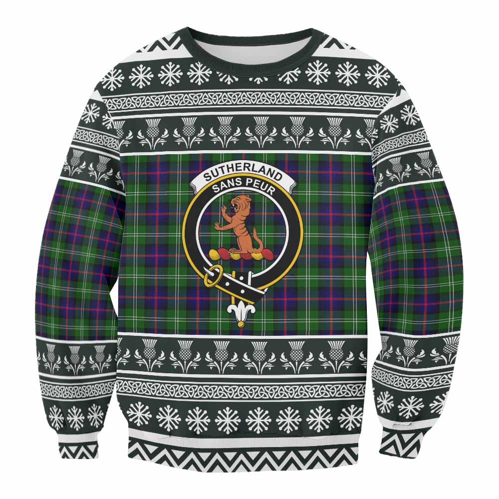 Sutherland Clan Tartan Christmas Sweatshirt with Family Crest - Tartan Vibes Clothing