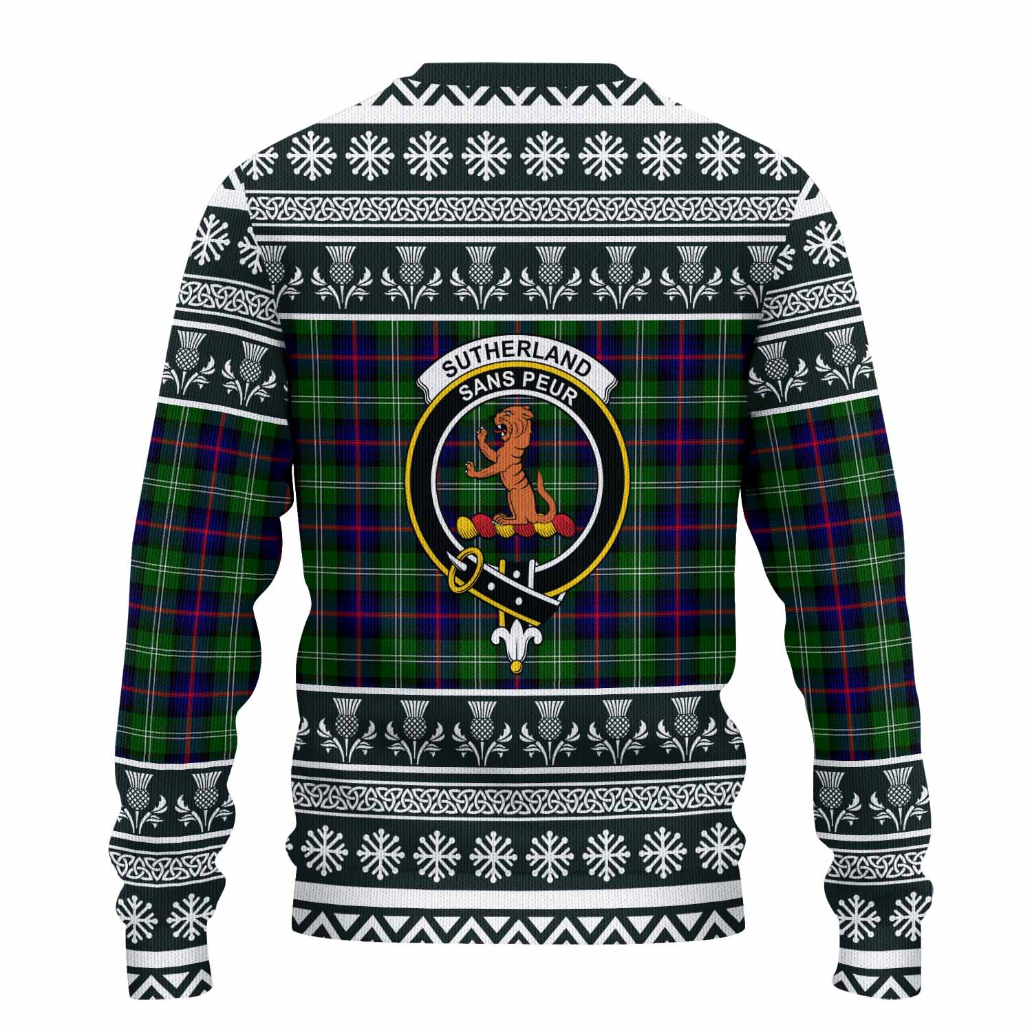 Sutherland Clan Tartan Christmas Ugly Sweater with Family Crest - Tartan Vibes Clothing