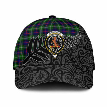 Sutherland Crest Tartan Classic Cap with New Zealand Silver Fern Half Style
