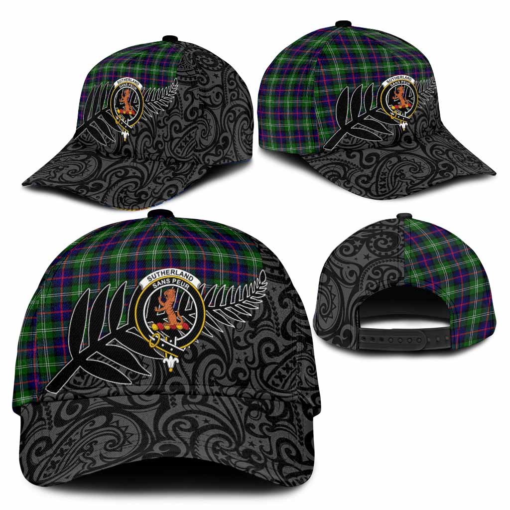 Sutherland Crest Tartan Classic Cap with New Zealand Silver Fern Half Style