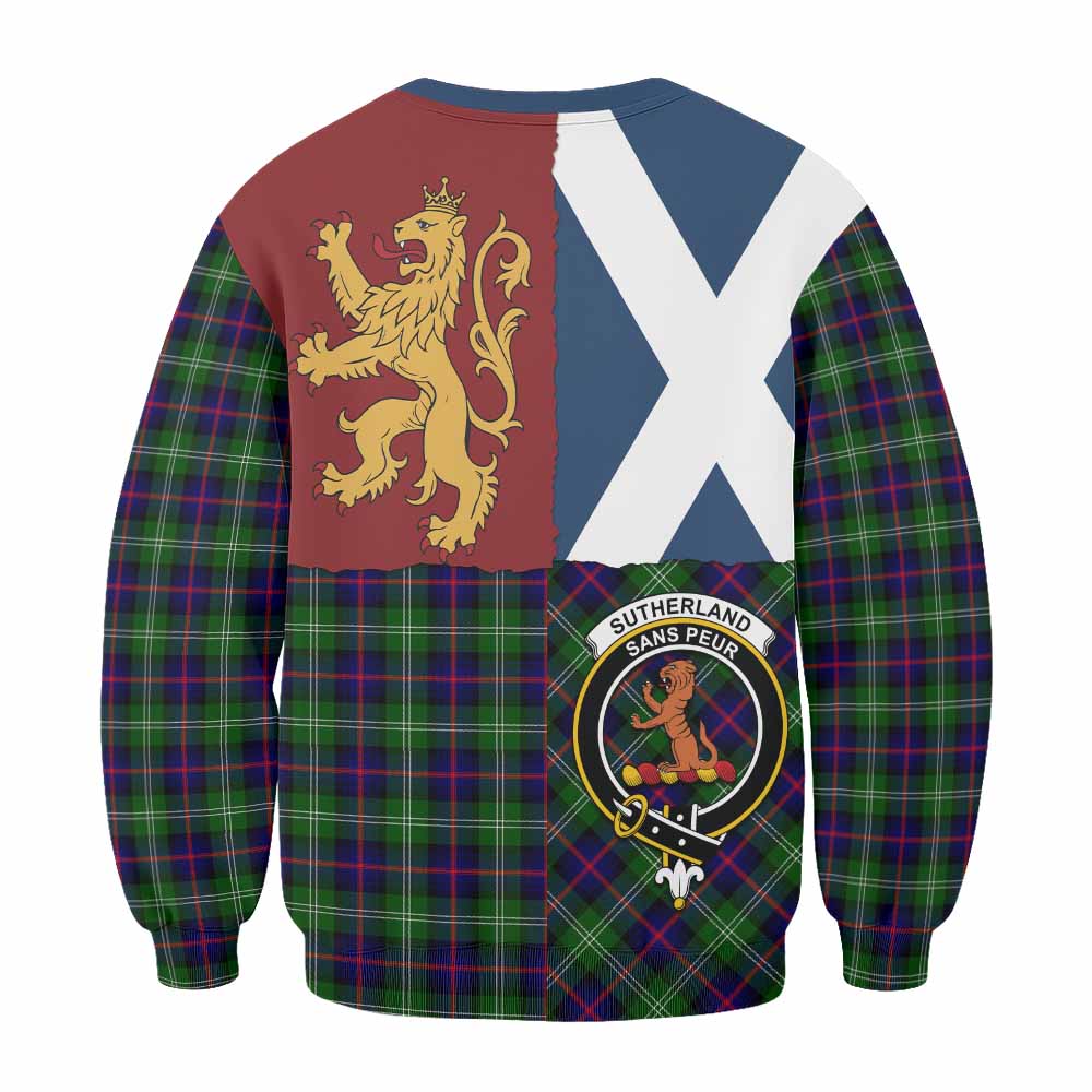 Sutherland Crest Tartan Sweatshirt with Lion Rampant Saltire Style