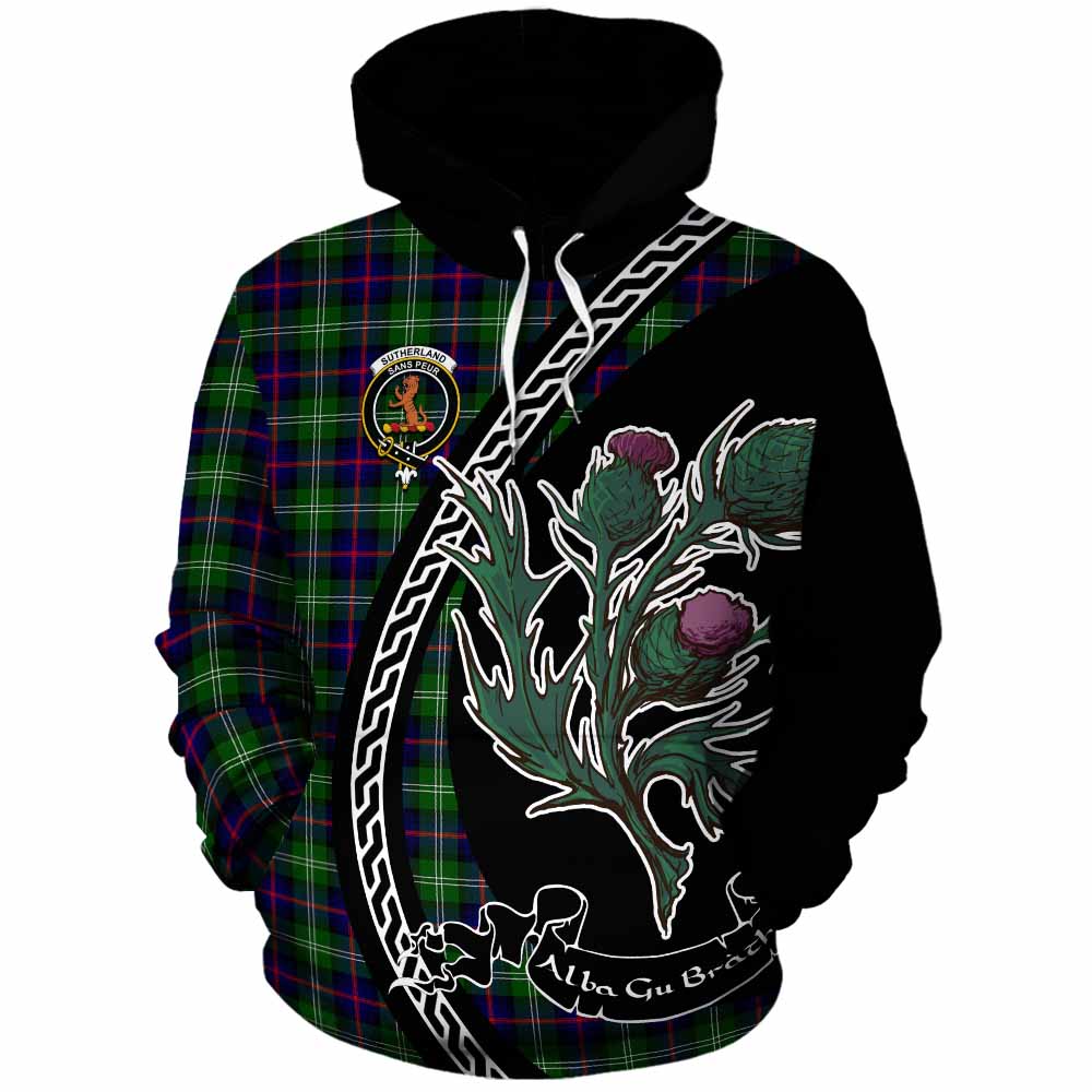 Sutherland Family Crest Tartan Cotton Hoodie Alba Thistle Inspired - Tartan Vibes Clothing