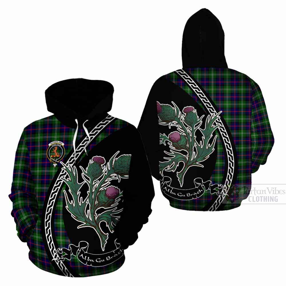 Sutherland Family Crest Tartan Cotton Hoodie Alba Thistle Inspired - Tartan Vibes Clothing