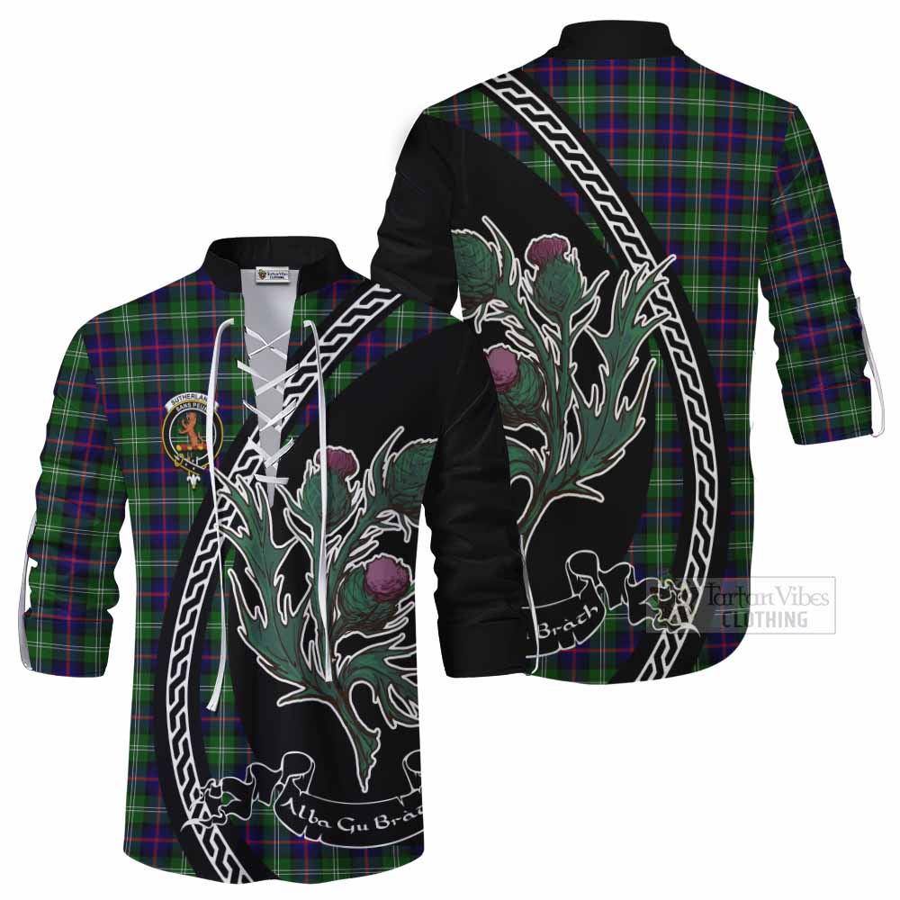 Sutherland Family Crest Tartan Ghillie Shirt Alba Thistle Inspired - Tartan Vibes Clothing