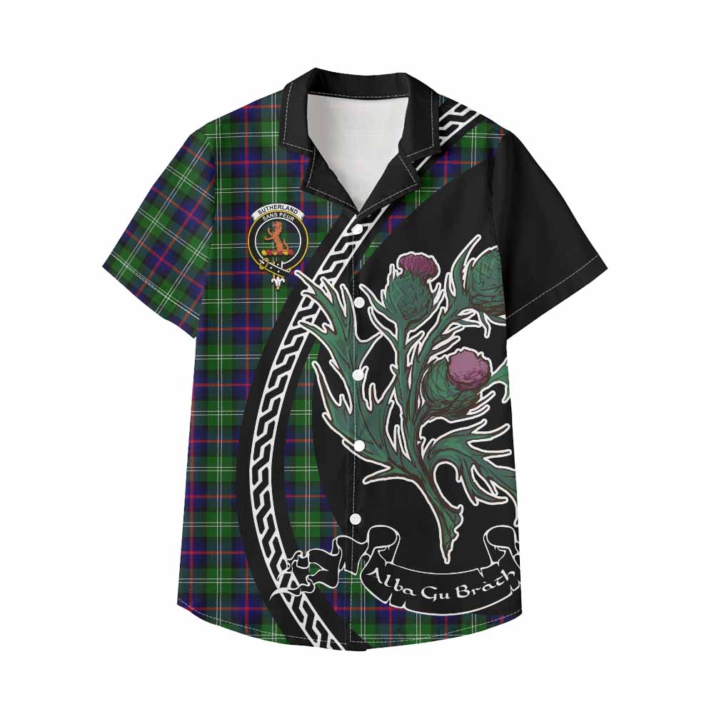 Sutherland Family Crest Tartan Kid Hawaiian Shirt Alba Thistle Inspired - Tartan Vibes Clothing