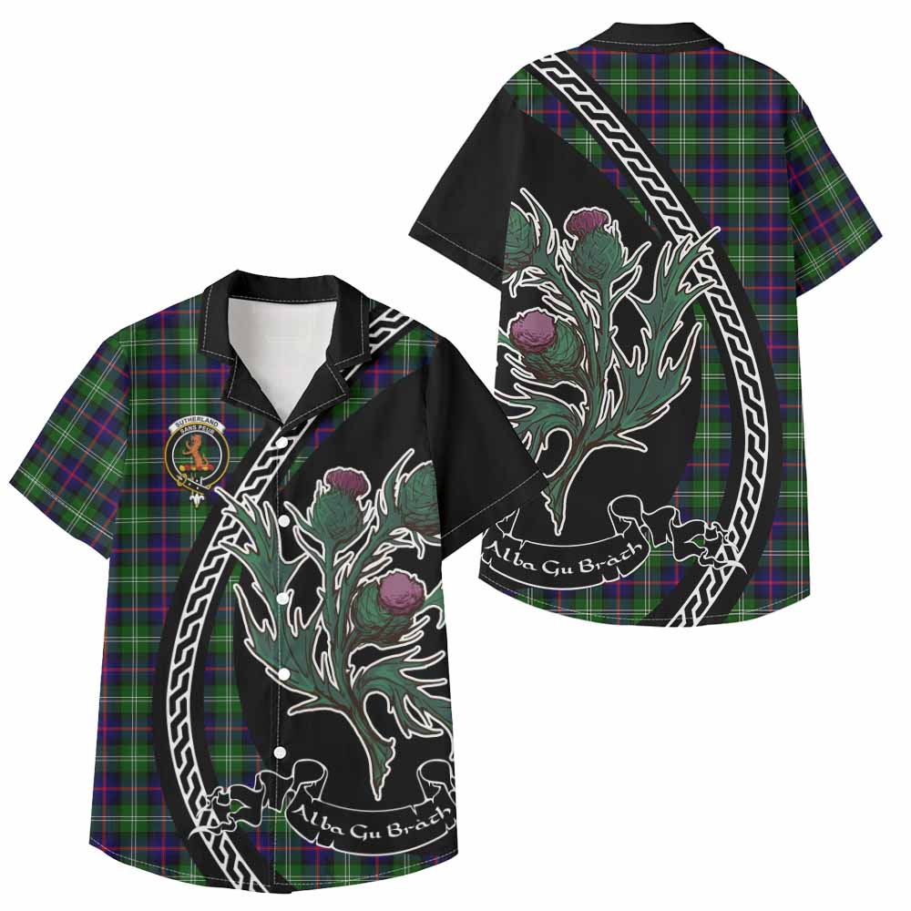 Sutherland Family Crest Tartan Kid Hawaiian Shirt Alba Thistle Inspired - Tartan Vibes Clothing