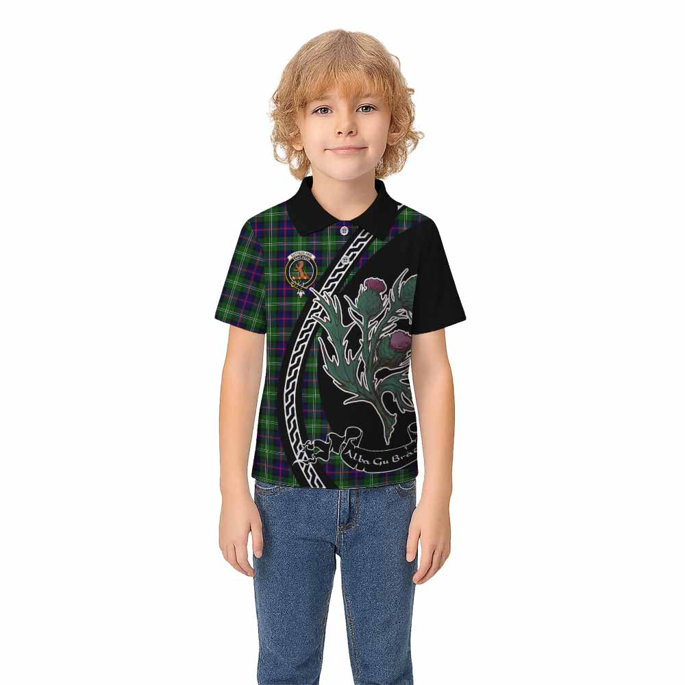 Sutherland Family Crest Tartan Kid Polo Shirt Alba Thistle Inspired - Tartan Vibes Clothing