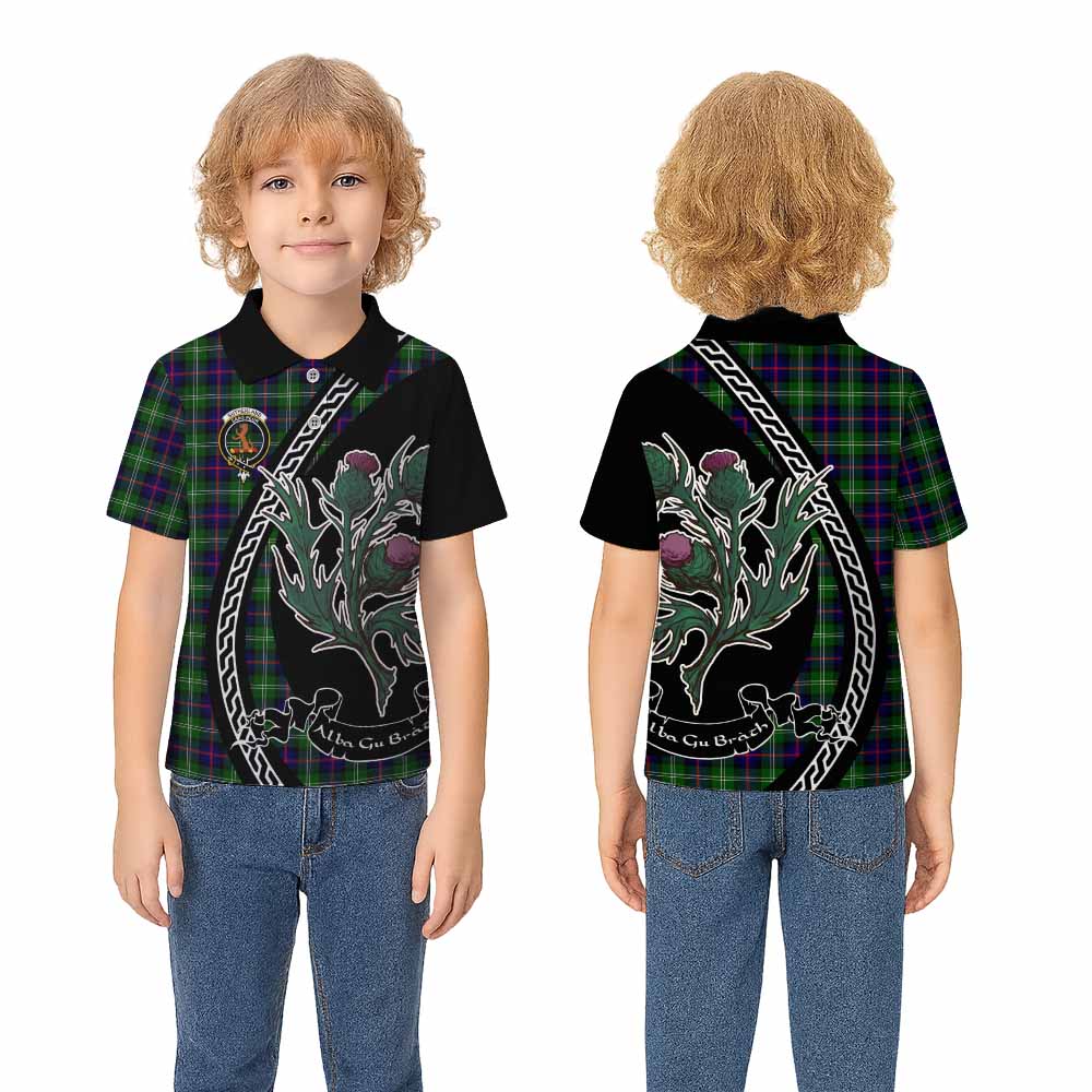 Sutherland Family Crest Tartan Kid Polo Shirt Alba Thistle Inspired - Tartan Vibes Clothing