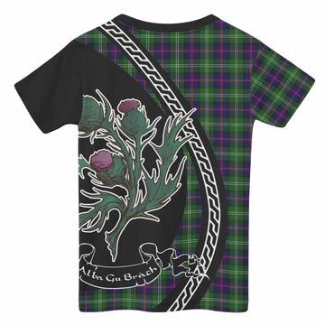 Sutherland Family Crest Tartan Kid T-shirt Alba Thistle Inspired - Tartan Vibes Clothing