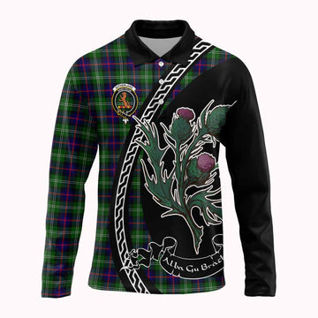 Sutherland Family Crest Tartan Long Sleeve Polo Shirt Alba Thistle Inspired