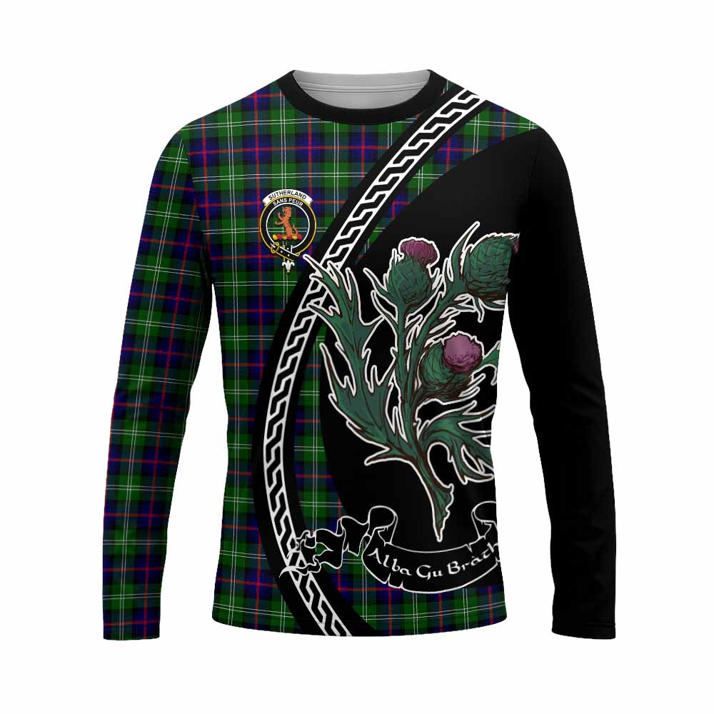 Sutherland Family Crest Tartan Long Sleeve T-Shirt Alba Thistle Inspired - Tartan Vibes Clothing