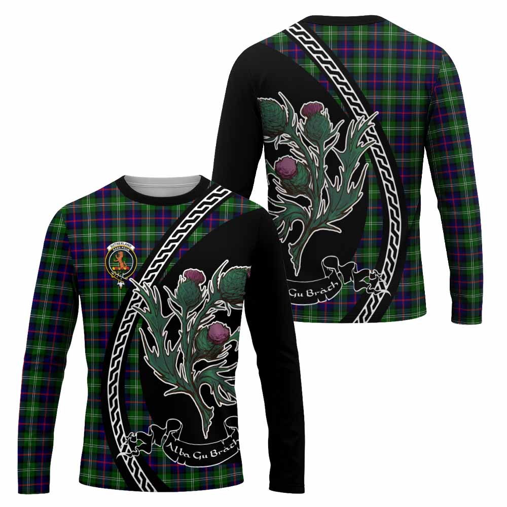 Sutherland Family Crest Tartan Long Sleeve T-Shirt Alba Thistle Inspired - Tartan Vibes Clothing