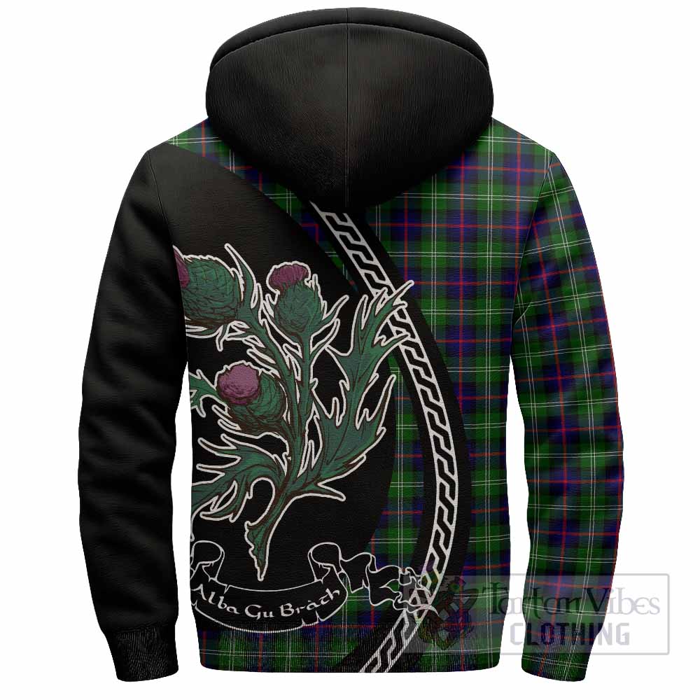 Sutherland Family Crest Tartan Sherpa Hoodie Alba Thistle Inspired - Tartan Vibes Clothing