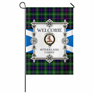 Sutherland Family Crest Tartan Welcome Garden Flag Saltire Harmony Style