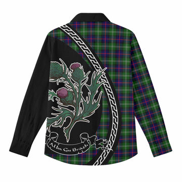 Sutherland Family Crest Tartan Women Casual Shirt Alba Thistle Inspired - Tartan Vibes Clothing
