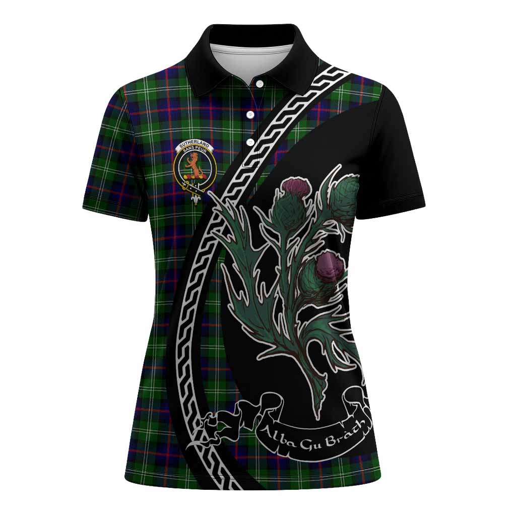 Sutherland Family Crest Tartan Women Polo Shirt Alba Thistle Inspired - Tartan Vibes Clothing