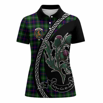 Sutherland Family Crest Tartan Women Polo Shirt Alba Thistle Inspired