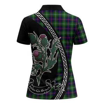 Sutherland Family Crest Tartan Women Polo Shirt Alba Thistle Inspired