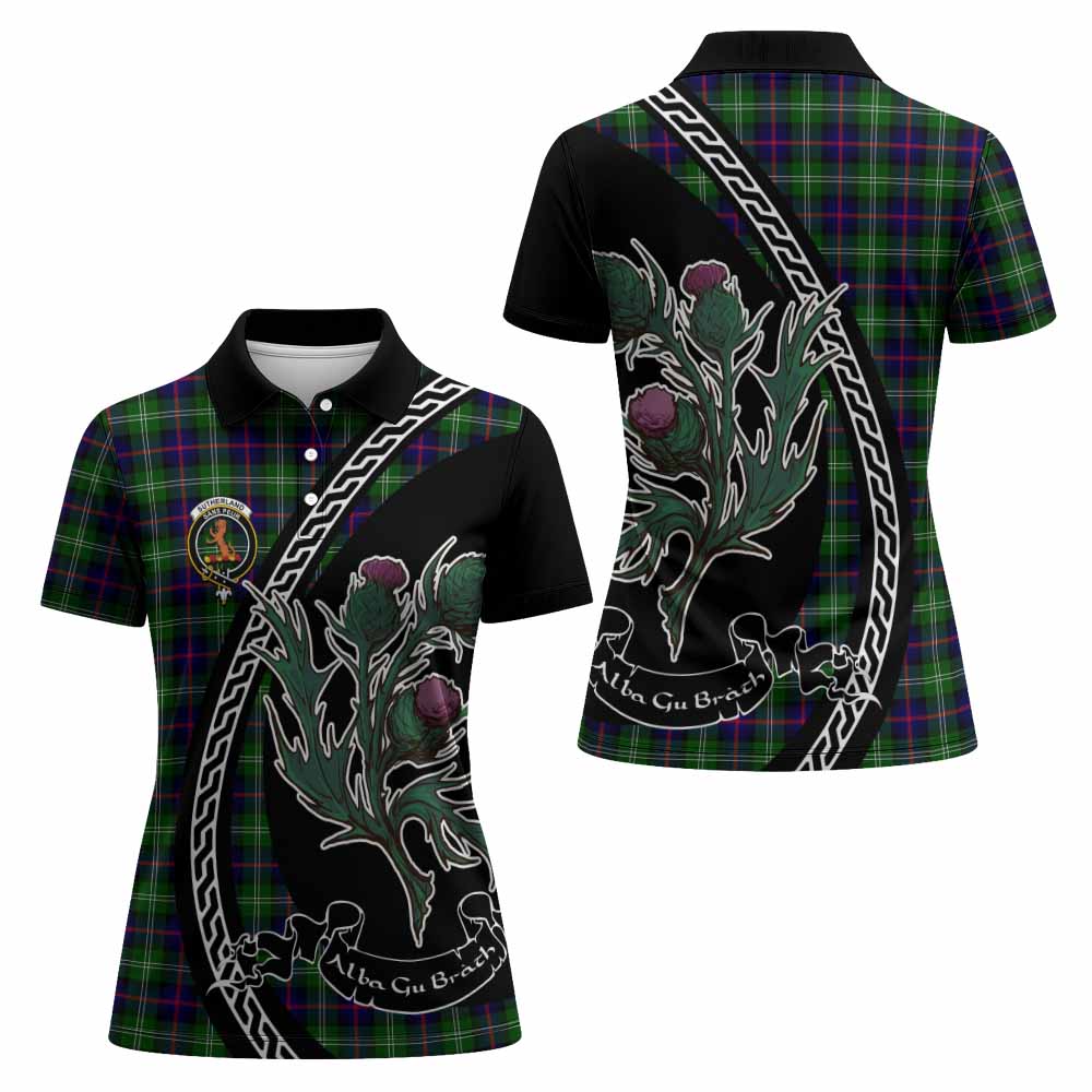 Sutherland Family Crest Tartan Women Polo Shirt Alba Thistle Inspired - Tartan Vibes Clothing