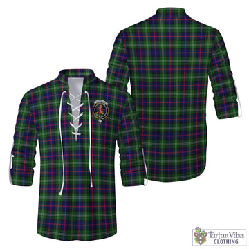 Tartan Vibes Clothing Sutherland Modern Tartan Men's Scottish Traditional Jacobite Ghillie Kilt Shirt with Family Crest