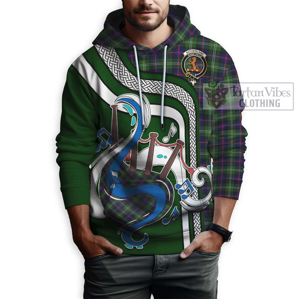 Sutherland Tartan Hoodie with Epic Bagpipe Style Zip Hoodie - Tartanvibesclothing Shop
