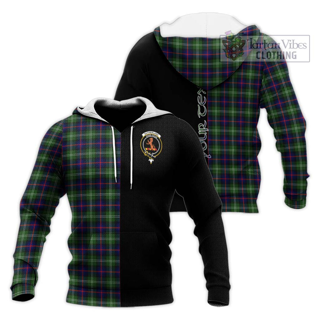 Sutherland Tartan Knitted Hoodie with Family Crest and Half Of Me Style Unisex Knitted Pullover Hoodie - Tartanvibesclothing Shop