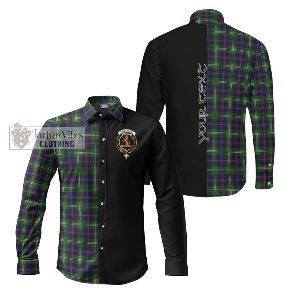 Sutherland Tartan Long Sleeve Button Shirt with Family Crest and Half Of Me Style Men's Shirt S - Tartanvibesclothing Shop