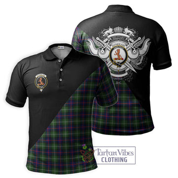Sutherland Tartan Polo Shirt with Family Crest and Military Logo Style Kid - Tartanvibesclothing Shop
