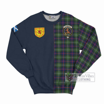 Tartan Vibes Clothing Sutherland Modern Tartan Sweatshirt with Scottish Lion Royal Arm Half Style