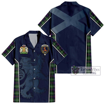 Sutherland Tartan Hawaiian Shirt with Family Crest and Lion Rampant Vibes Sport Style