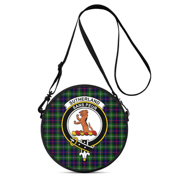 Sutherland Modern Tartan Round Satchel Bags with Family Crest