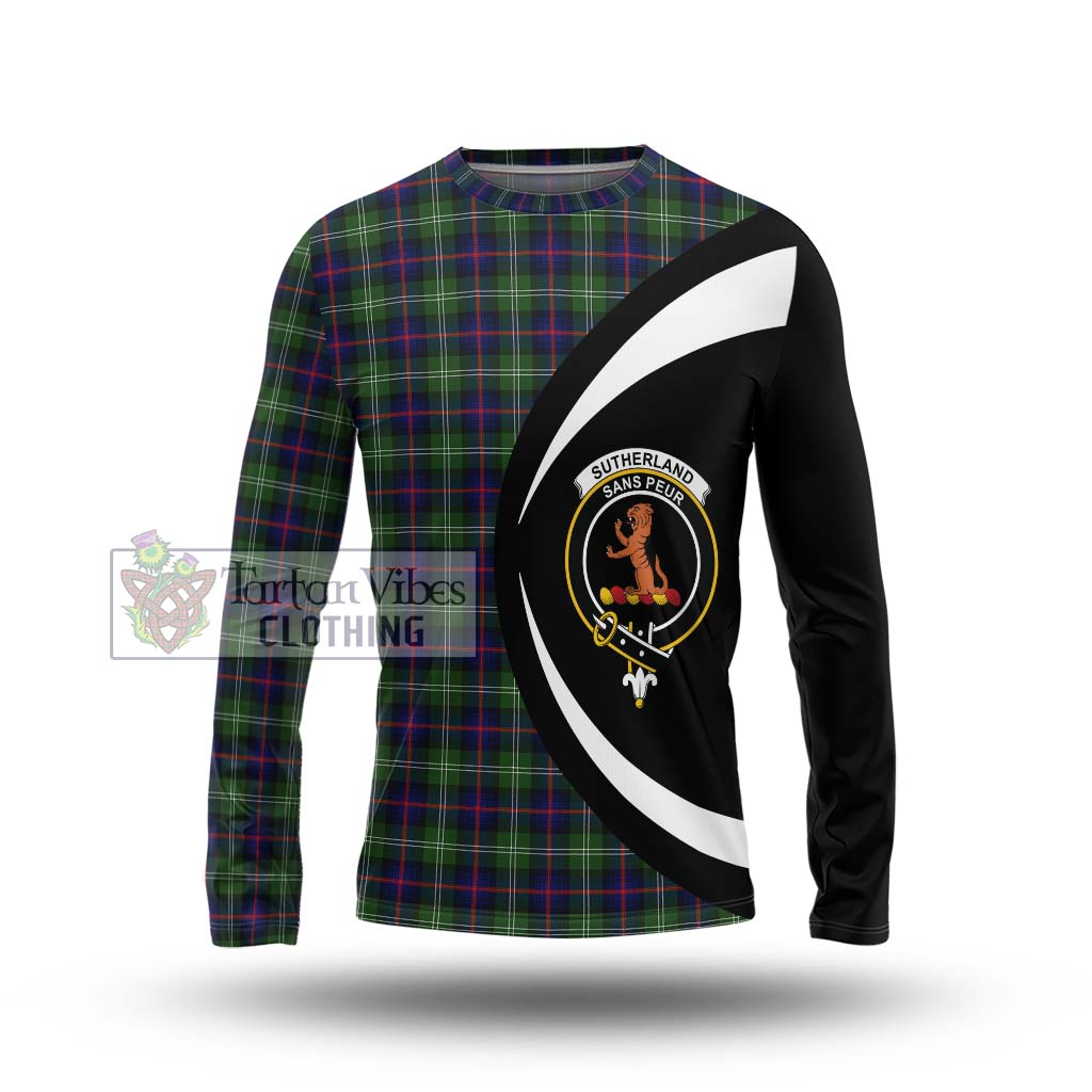 Sutherland Tartan Long Sleeve T-Shirt with Family Crest Circle Style Unisex - Tartan Vibes Clothing