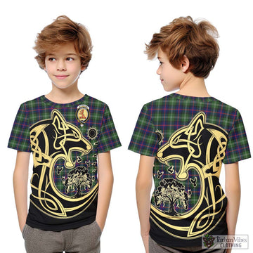Sutherland Tartan Kid T-Shirt with Family Crest Celtic Wolf Style Youth XL Size14 - Tartan Vibes Clothing