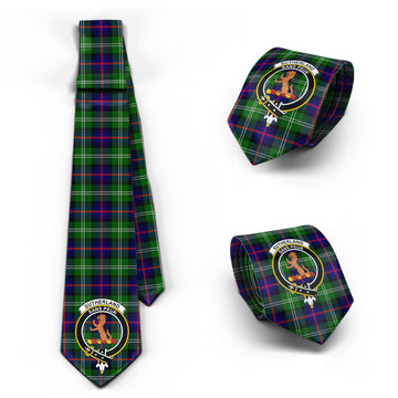 Sutherland Modern Tartan Classic Necktie with Family Crest