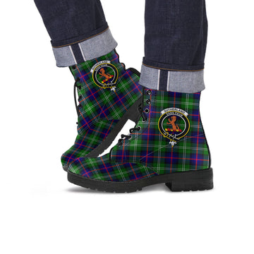 Sutherland Modern Tartan Leather Boots with Family Crest
